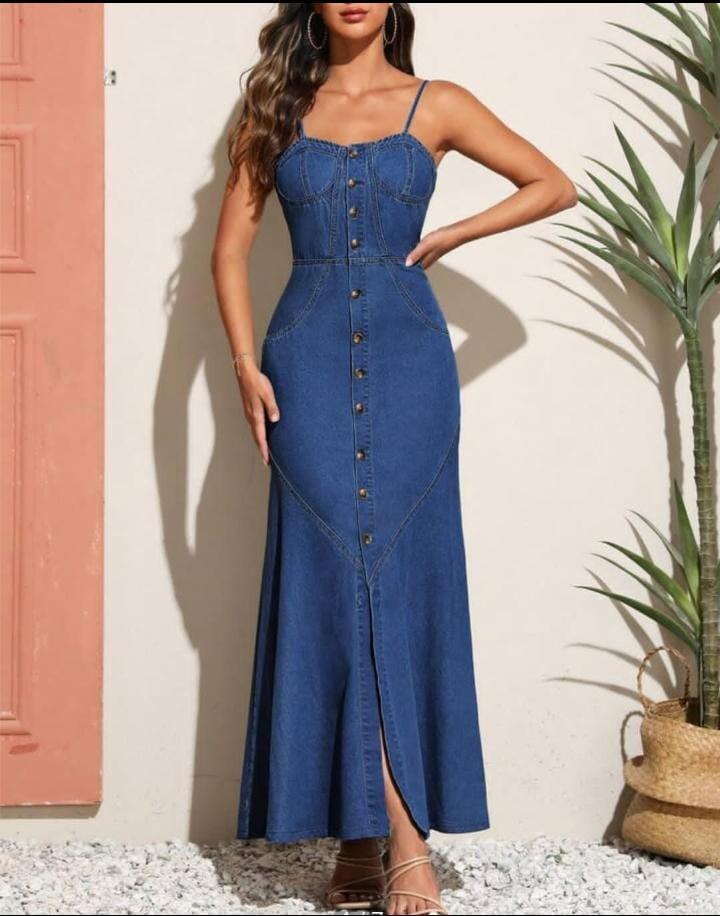 Vestido largo en denim oferta